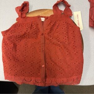 Urban Girl- Burnt orange/Eyelet Button-Up‎ Tank Top Medium